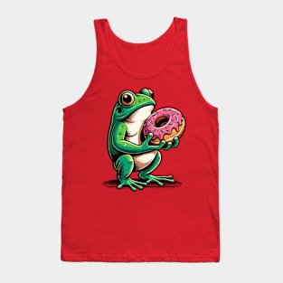 Cute frog carrying a donut Tank Top